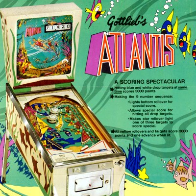 gottlieb, atlantis, pinball, sales, price, date, city, condition, auction, ebay, private sale, retail sale, pinball machine, pinball price