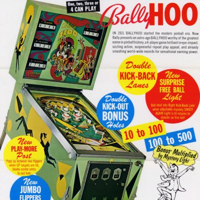 bally, bally hoo, pinball, sales, price, date, city, condition, auction, ebay, private sale, retail sale, pinball machine, pinball price