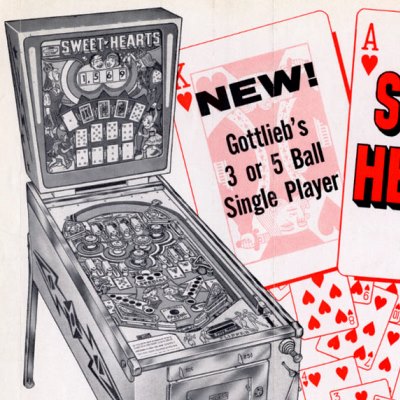gottlieb, sweet hearts, pinball, sales, price, date, city, condition, auction, ebay, private sale, retail sale, pinball machine, pinball price