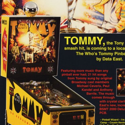 data east, the who's tommy pinball wizard, pinball, sales, price, date, city, condition, auction, ebay, private sale, retail sale, pinball machine, pinball price