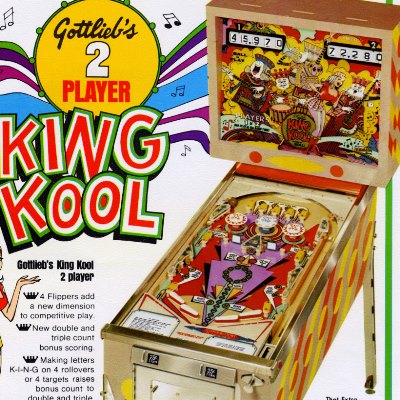 gottlieb, king kool, pinball, sales, price, date, city, condition, auction, ebay, private sale, retail sale, pinball machine, pinball price